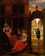 HOOCH, Pieter de Musical Party in a Courtyard sg oil painting